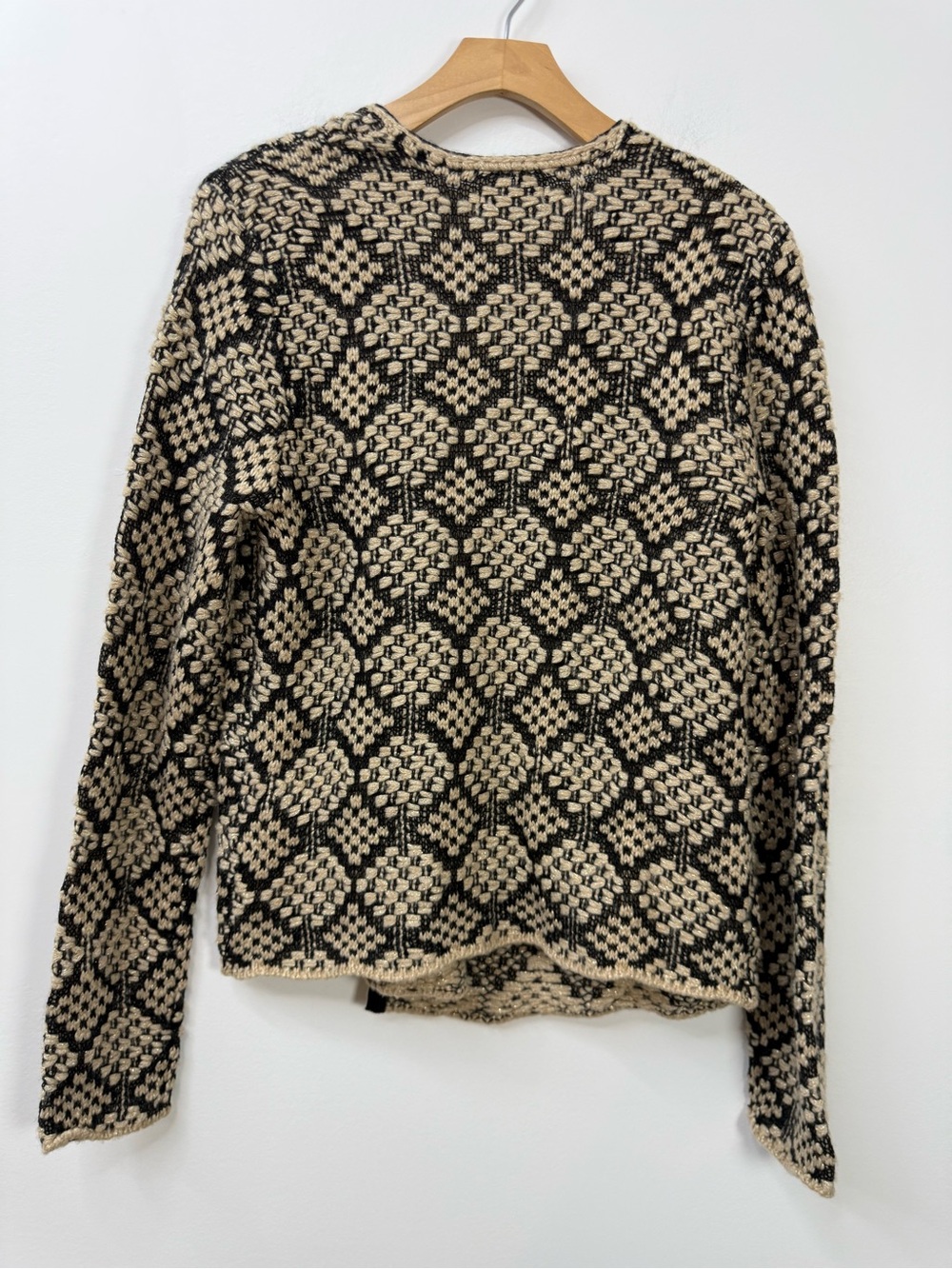Lucky Brand Black & Cream Geometric Knit Women's Cardigan Sweater size L - Picture 4 of 11